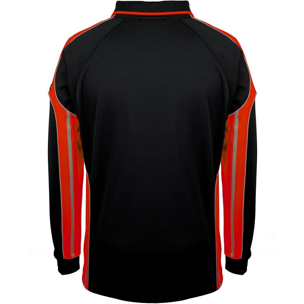 JB's Wear 6SPPL L/S Street Panel Polo - Back View | color:Black/Orange|view:back