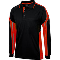 JB's Wear 6SPPL L/S Street Panel Polo - Side View | color:Black/Orange|view:side