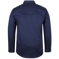 JB's Wear 6WLCS L/S Stretch Close Front Work Shirt - Back View | color:Navy|view:back