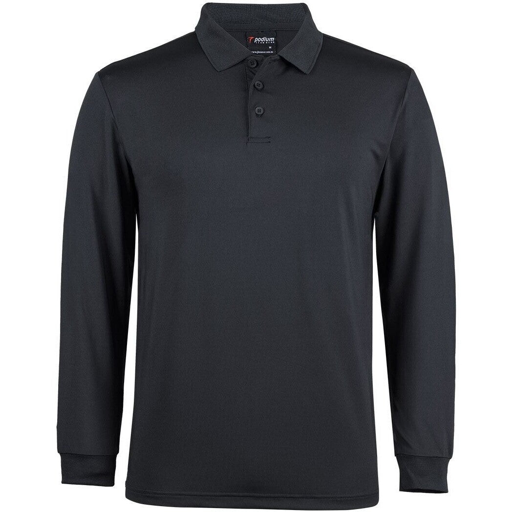 JB's Wear 7STL L/S Stretch Polo - Front View | color:Black|view:front