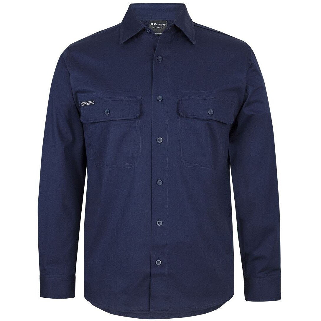 JB's Wear 6WLSS L/S Stretch Work Shirt - Front View | color:Navy|view:front
