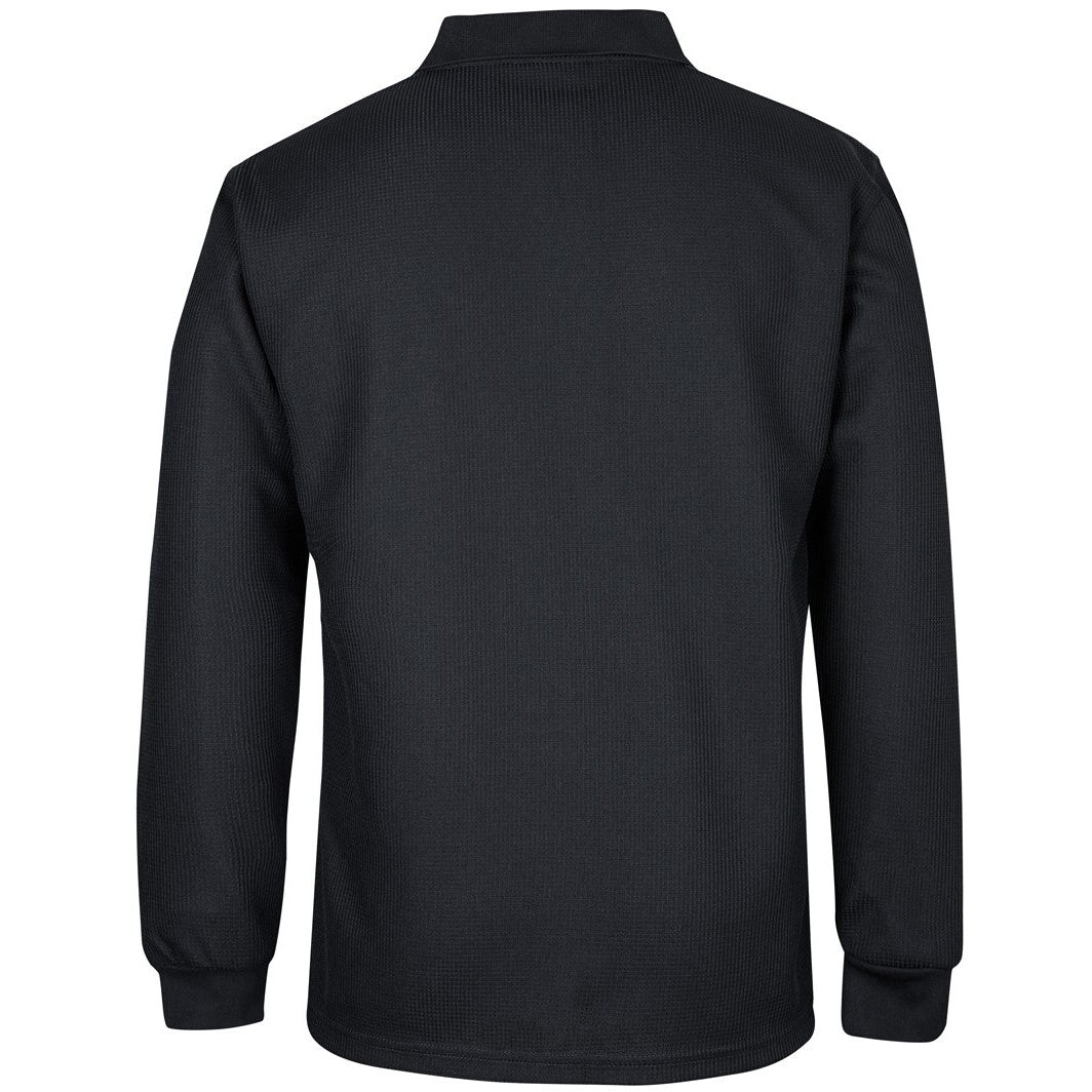 JB's Wear 7WPL L/S Waffle Pocket Polo - Back View | color:Black|view:back