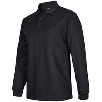JB's Wear 7WPL L/S Waffle Pocket Polo - Side View | color:Black|view:side