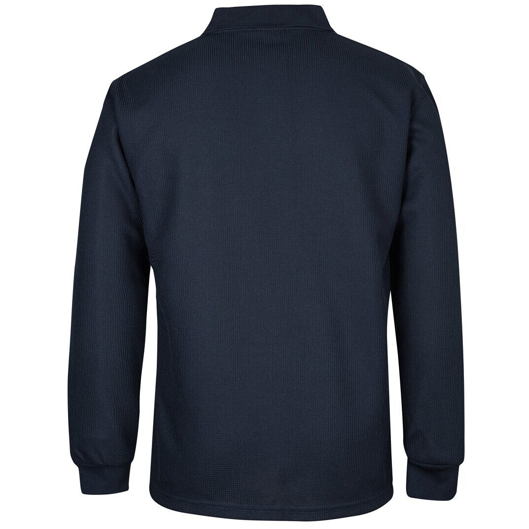 JB's Wear 7WPL L/S Waffle Pocket Polo - Back View | color:Navy|view:back