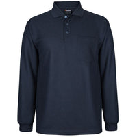 JB's Wear 7WPL L/S Waffle Pocket Polo - Front View | color:Navy|view:front