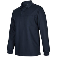 JB's Wear 7WPL L/S Waffle Pocket Polo - Side View | color:Navy|view:side