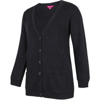 JB's Wear 6LCA Ladies Anti-Bacterial ISO 20645 Cardigan - Side View | color:Black|view:side