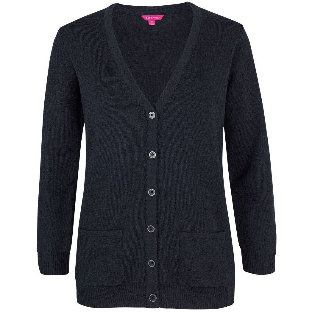 JB's Wear 6LCA Ladies Anti-Bacterial ISO 20645 Cardigan - Front View | color:Navy|view:front