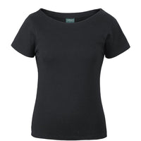 JB's Wear 1BTS Ladies Boat Neck Tee - Front View | color:Black|view:front