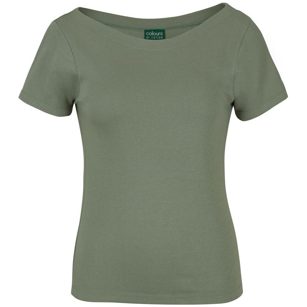 JB's Wear 1BTS Ladies Boat Neck Tee - Front View | color:Sage|view:front