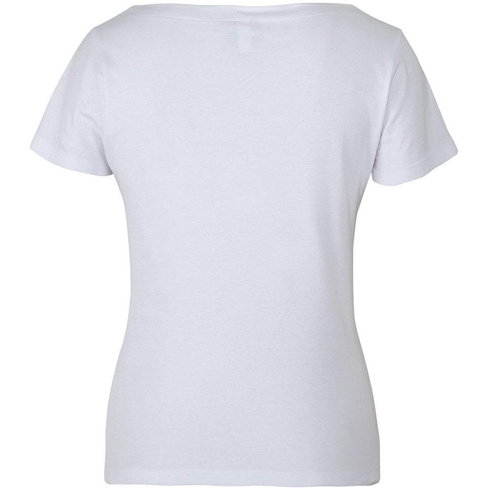 JB's Wear 1BTS Ladies Boat Neck Tee - Back View | color:White|view:back