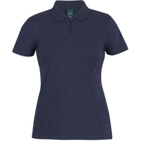 JB's Wear 2STS1 Ladies Cotton S/S Stretch Polo - Front View | color:Navy|view:front