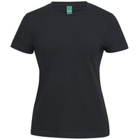 JB's Wear 1STS1 Ladies Cotton S/S Stretch Tee - Front View | color:Black|view:front