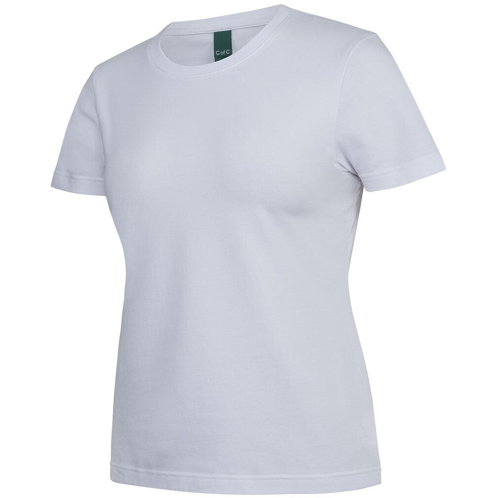 JB's Wear 1STS1 Ladies Cotton S/S Stretch Tee - Side View | color:White|view:side