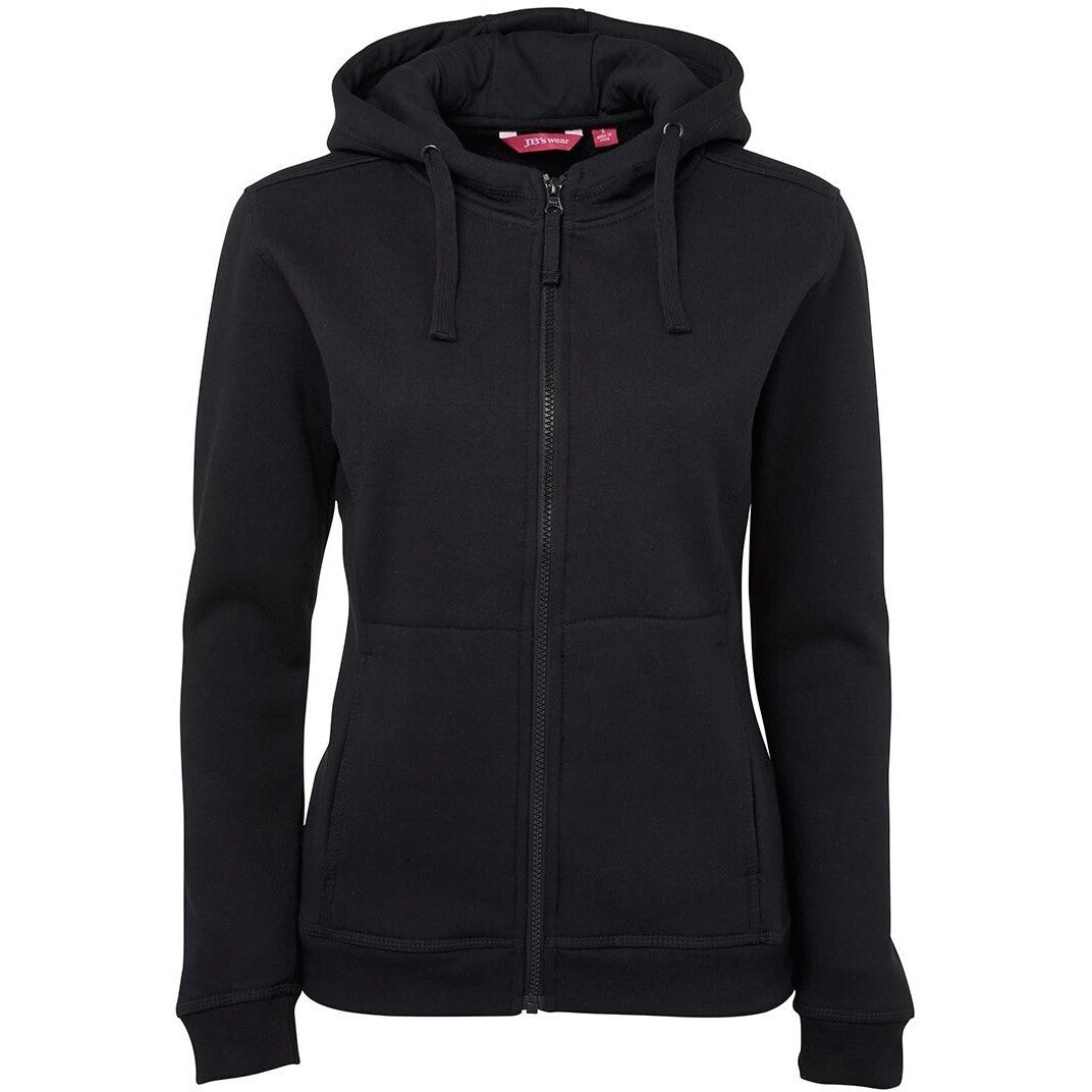 JB's Wear 3HJ1 Ladies Full Zip Fleecy Hoodie - Front View | color:Black|view:front