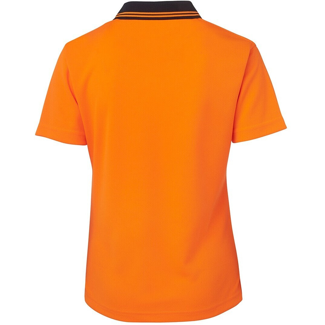 JB's Wear 6LHCP Ladies Hi Vis S/S Comfort Polo - Back View | color:Orange/Navy|view:back