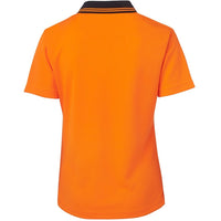JB's Wear 6LHCP Ladies Hi Vis S/S Comfort Polo - Back View | color:Orange/Navy|view:back