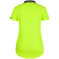 JB's Wear 6HDS1 Ladies Hi Vis S/S Drop Tail Polo - Back View | color:Lime/Navy|view:back