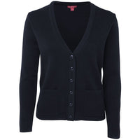 JB's Wear 6LC Ladies Knitted Cardigan - Front View | color:Navy|view:front