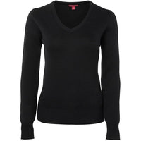 JB's Wear 6J1 Ladies Knitted Jumper - Front View | color:Black|view:front