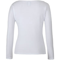 JB's Wear 1BTL Ladies L/S Boat Neck Tee - Back View | color:White|view:back