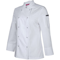 JB's Wear 5CJL1 Ladies L/S Snap Button Chef Jacket - Side View | color:White|view:side