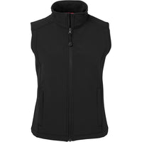 JB's Wear 3JLV1 Ladies Layer Soft Shell Vest - Front View | color:Black/Black|view:front