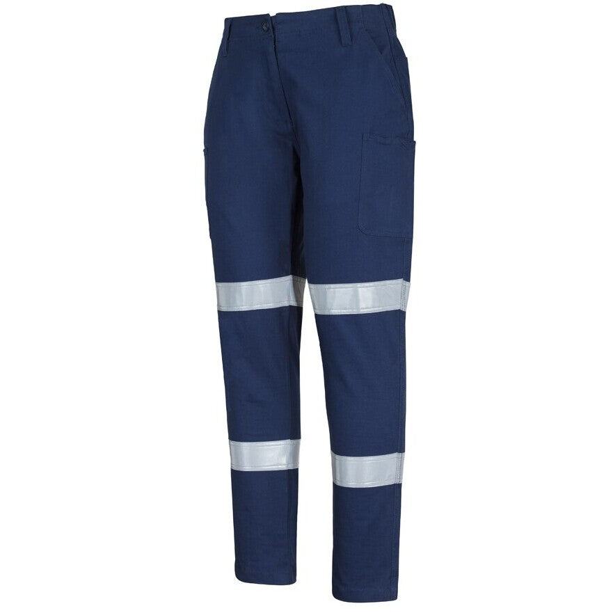 JB's Wear 6MTD1 Ladies Multi Pocket Stretch Twill Pant With D+N Tape - Side View | color:Navy|view:side