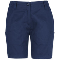 JB's Wear 6MTS1 Ladies Multi Pocket Stretch Twill Short - Front View | color:Navy|view:front