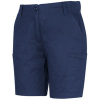 JB's Wear 6MTS1 Ladies Multi Pocket Stretch Twill Short - Side View | color:Navy|view:side