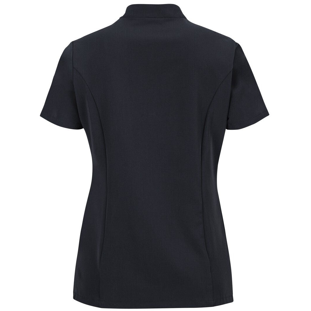 JB's Wear 4SMT1 Ladies Nu Mandarin Collar Scrub Top - Back View | color:Black|view:back