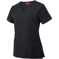 JB's Wear 4SNT1 Ladies Nu Scrub Top - Side View | color:Black|view:side