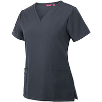 JB's Wear 4SNT1 Ladies Nu Scrub Top - Side View | color:Graphite|view:side