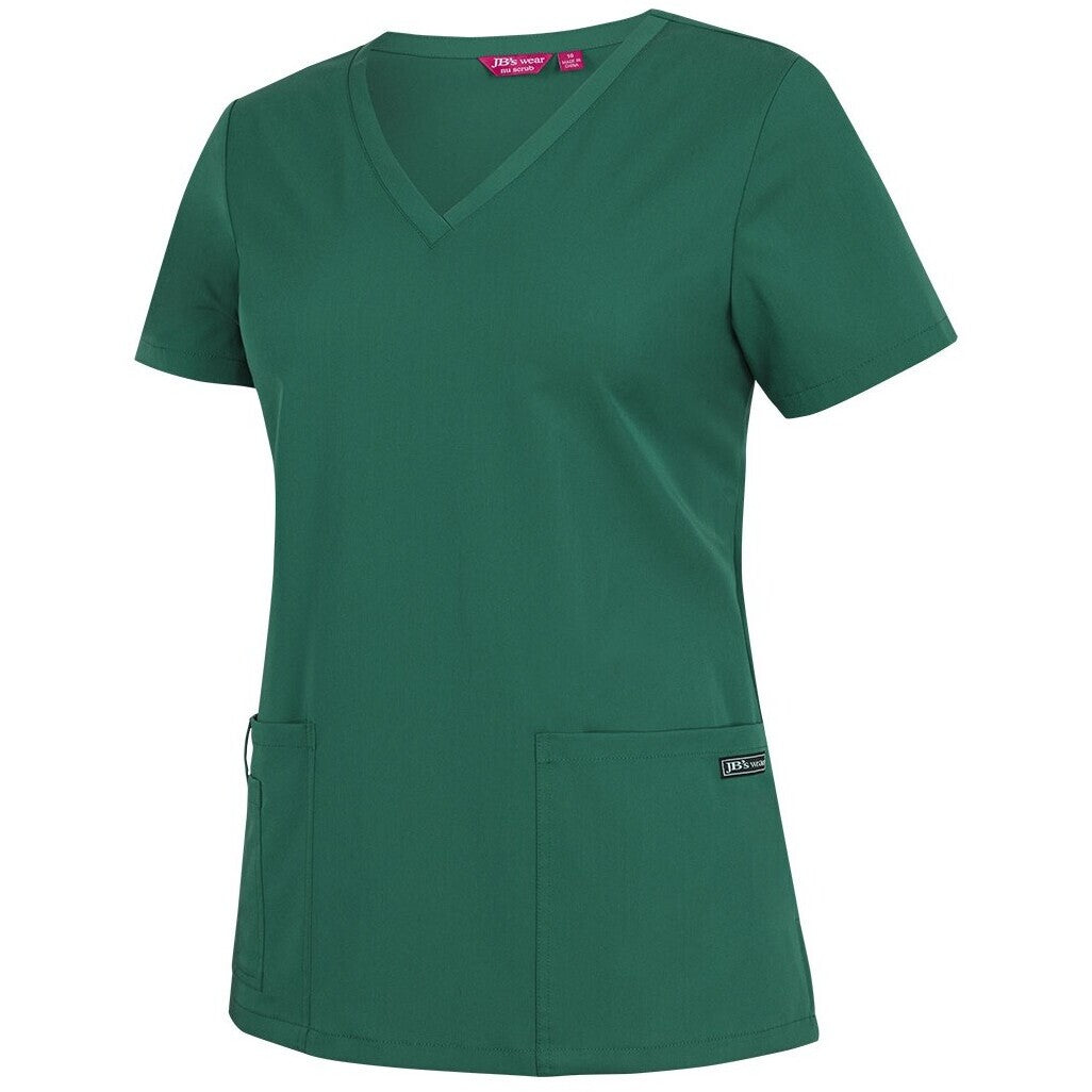 JB's Wear 4SNT1 Ladies Nu Scrub Top - Side View | color:Hunter Green|view:side