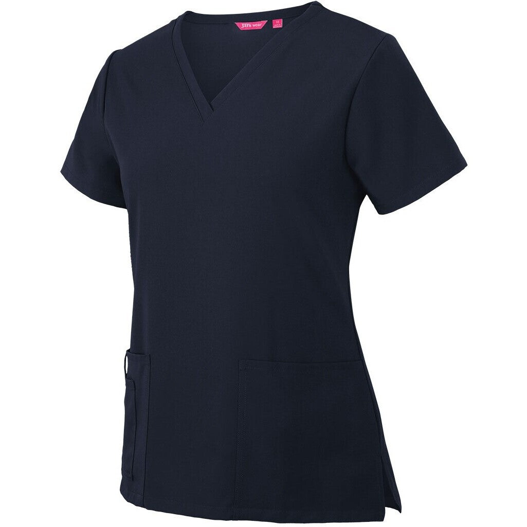 JB's Wear 4SNT1 Ladies Nu Scrub Top - Side View | color:Navy|view:side
