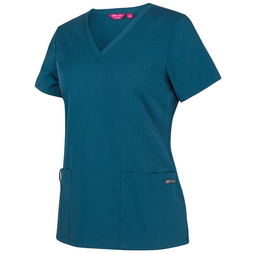 JB's Wear 4SNT1 Ladies Nu Scrub Top - Side View | color:Storm Blue|view:side