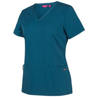 JB's Wear 4SNT1 Ladies Nu Scrub Top - Side View | color:Storm Blue|view:side