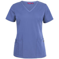 JB's Wear 4SNT1 Ladies Nu Scrub Top - Front View | color:Vista Blue|view:front