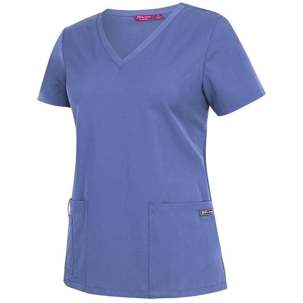 JB's Wear 4SNT1 Ladies Nu Scrub Top - Side View | color:Vista Blue|view:side