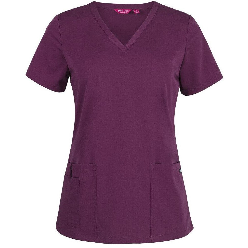 JB's Wear 4SNT1 Ladies Nu Scrub Top - Front View | color:Wine|view:front