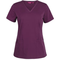 JB's Wear 4SNT1 Ladies Nu Scrub Top - Front View | color:Wine|view:front