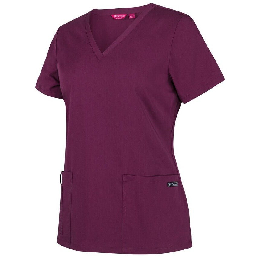 JB's Wear 4SNT1 Ladies Nu Scrub Top - Side View | color:Wine|view:side