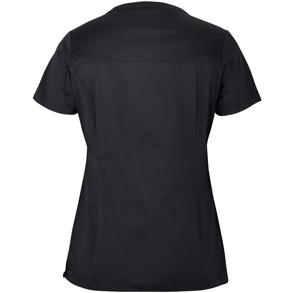 JB's Wear 4SPT1 Ladies Premium Scrub Top - Back View | color:Black|view:back