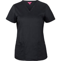 JB's Wear 4SPT1 Ladies Premium Scrub Top - Front View | color:Black|view:front