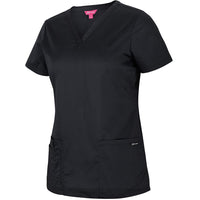 JB's Wear 4SPT1 Ladies Premium Scrub Top - Side View | color:Black|view:side