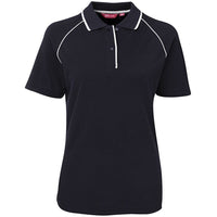 JB's Wear 2LRP Ladies Raglan Polo - Front View | color:Navy/White|view:front