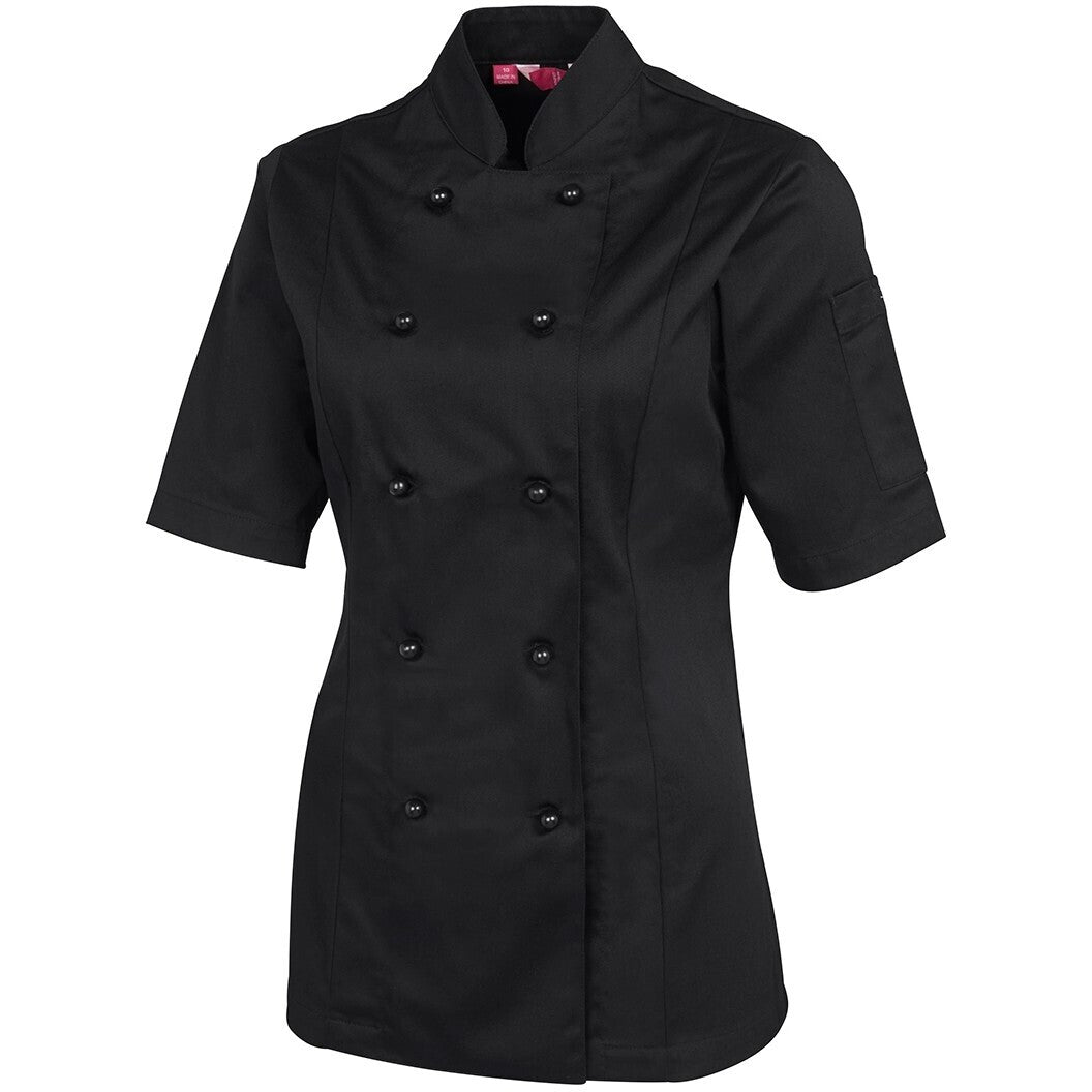 JB's Wear 5CJ21 Ladies S/S Chef's Jacket - Side View | color:Black|view:side