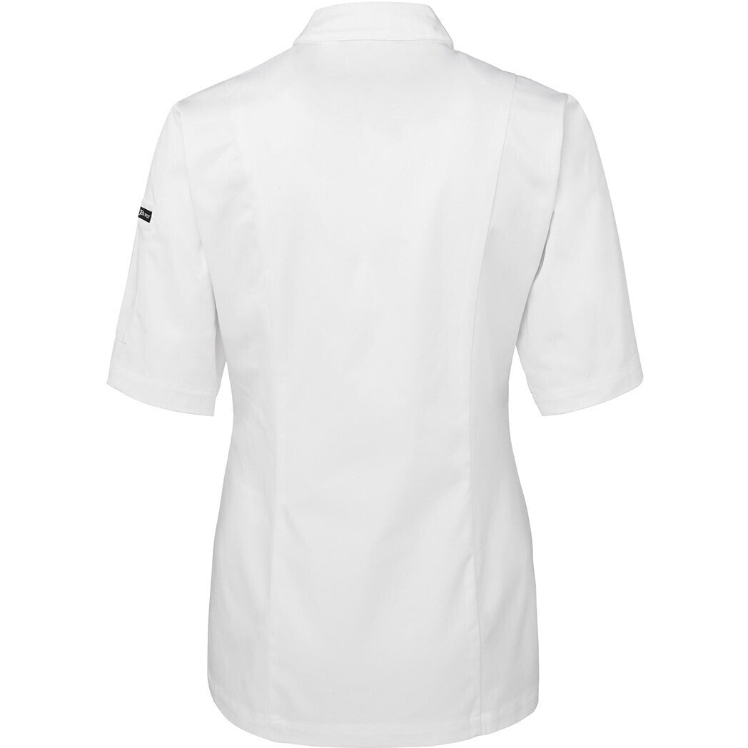 JB's Wear 5CJ21 Ladies S/S Chef's Jacket - Back View | color:White|view:back