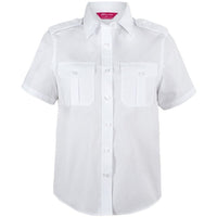 JB's Wear 6ESS1 Ladies S/S Epaulette Shirt - Front View | color:White|view:front