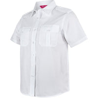 JB's Wear 6ESS1 Ladies S/S Epaulette Shirt - Side View | color:White|view:side